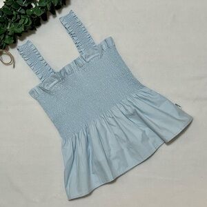 NWT Molo Rosine Smocked Top color for Skyride pastel blue Size 9-10 Yrs